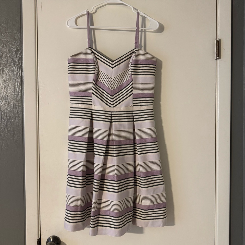 Striped Purple and Black Dress - White House Black Market